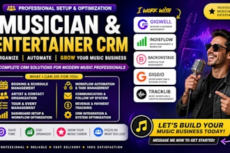 setup musician entertainer CRM gigwell indieflow backonstage giggio tracklib