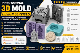 do cad models injection molds, plastic molds, and silicone molds for 3d printing