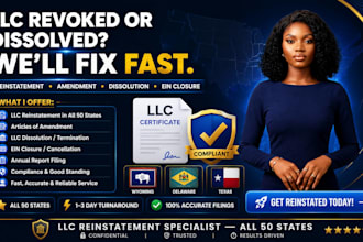 do US llc reinstatement, amendment, dissolution and close ein