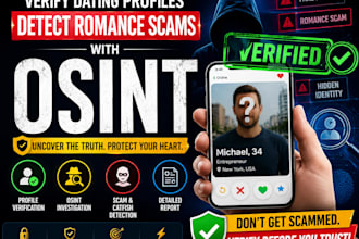 verify dating profiles and detect romance scams with osint investigation
