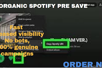 organic and fast spotify pre save campaign, music promotion