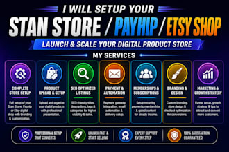 stan store setup payhip store digital product marketing etsy shop