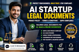 write ai startup privacy policy gdpr and terms condition