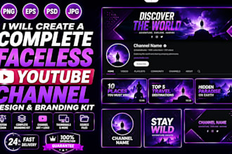 create a complete faceless youtube channel design and branding kit