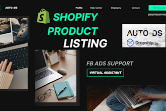 complete shopify  store product listing and fb ads
