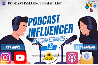 find best instagram, tiktok, youtube influencers email address, podcast list