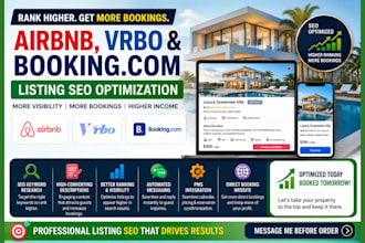 optimize airbnb vrbo booking com property SEO listings for ranking and booking
