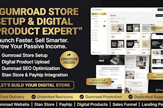 setup gumroad store and upload digital product listings