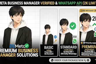 provide verified meta business manager and whatsapp business apl with 2k limit