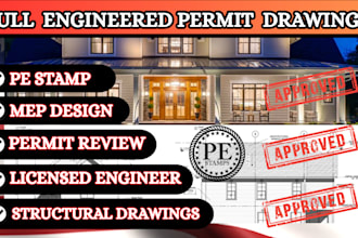complete engineer stamped permit drawings structural, mep, hvac, plumbing design