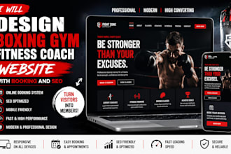 design boxing gym fitness coach website with booking and SEO