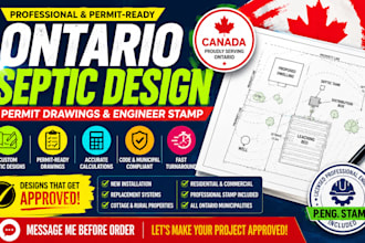 provide ontario septic design, septic permit drawing and engineer stamp