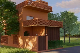 interior, exterior, landscape, 3d rendering