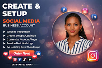 create all social media account setup business page instagram theme page manager