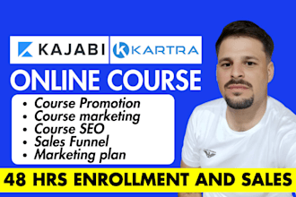 kajabi online course promotion, thinkific, kajabi course marketing sales funnel