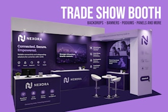 design trade show booth graphics, backdrops, panels, banners