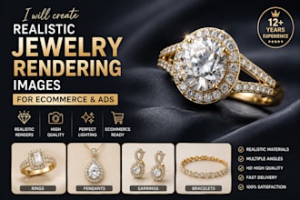 create realistic jewelry rendering images for ecommerce