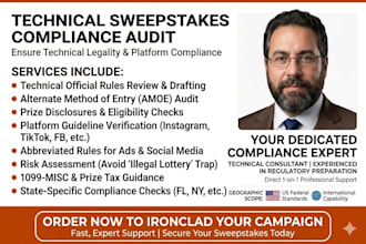 provide a technical compliance audit for your brand sweepstakes