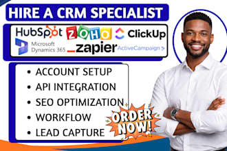 setup hubspot crm dynamic365 automate zoho crm zapier clickup active campaign