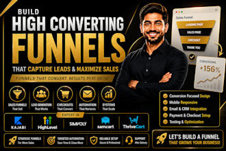 build kajabi, gohighlevel, simvoly, samcart and thrivecart sales funnels