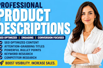 write german shopify product descriptions, product listing and store content