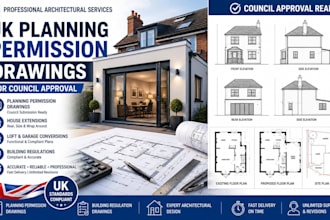 draw UK planning permission drawings for council approval