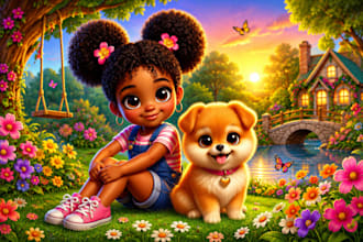 christian children story book illustration, christian children book illustration