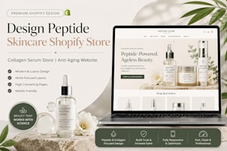 design peptide skincare shopify store collagen serum store anti aging website