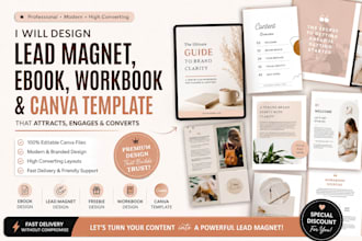 design professional lead magnet, ebook, workbook, freebie and canva template