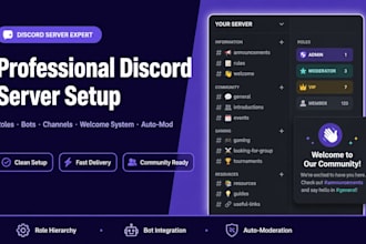 set up your discord server with roles, channels, bots, and welcome system