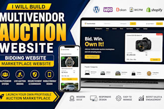 build multivendor auction website bidding website marketplace website
