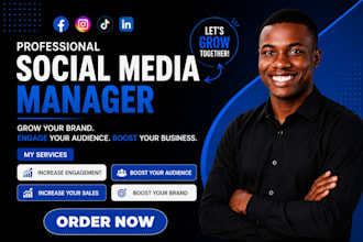be your social media manager, social media setup, and social media post design