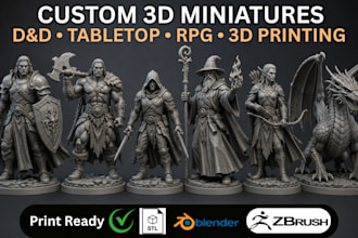 sculpt custom 3d miniatures for dnd, boardgame and tabletop stl 3d printing