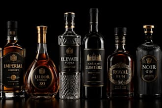 design luxury for whiskey, cognaa, vodka wine and alcohol bottle labels