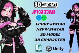 vrc commission, vr character, furry avatar, vrchat avatar, nsfw, 3d model