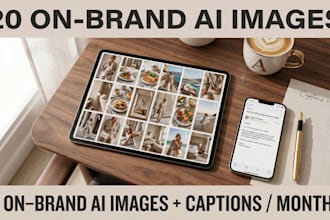 generate 20 on brand ai images with captions monthly