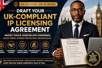 draft a UK compliant IP licensing agreement as a solicitor