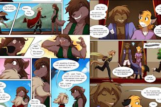 draw nsfw furry comic, comic pages, furry pages manga comic style, oc comic page