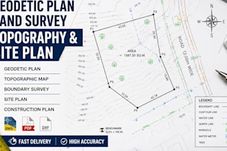 draw topography geodetic plan land survey plans boundary construction site plan