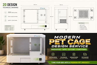 design luxury pet cage product design, smart pet enclosure, modern cage concept