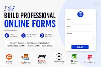 build gravity forms wpforms ninja forms formidable forms thriveforms formspree