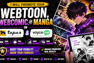 promote your webtoon, webcomic, or manga on tapas, voyceme