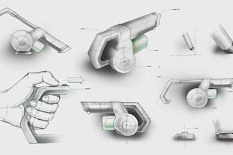 design product sketch, industrial concept and 3d product idea for startups
