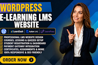 build wordpress elearning lms website setup learndash tutor lms  course upload