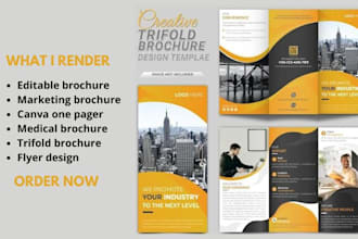 design editable brochure one pager flyer trifold on canva for sales marketing