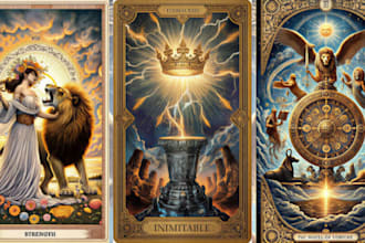 design custom tarot, oracle, zodiac, spiritual card deck artwork