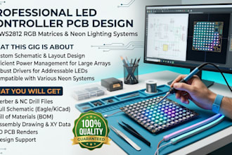 design led controller pcb for ws2812 rgb matrix and neon lighting systems