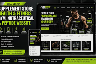 design supplement store health and fitness gym nutraceutical and peptide website