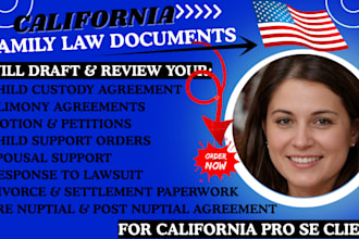 draft california divorce, child custody, motion petition, family law documents