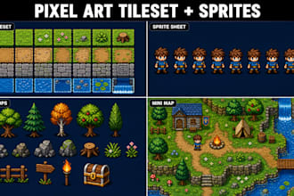 pixel art tileset 2d game environment sprite sheet map assets rpg maker custom